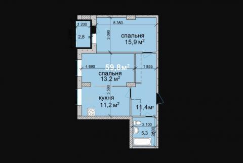 Двухкомнатная квартира.