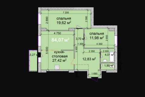 Трехкомнатная квартира.